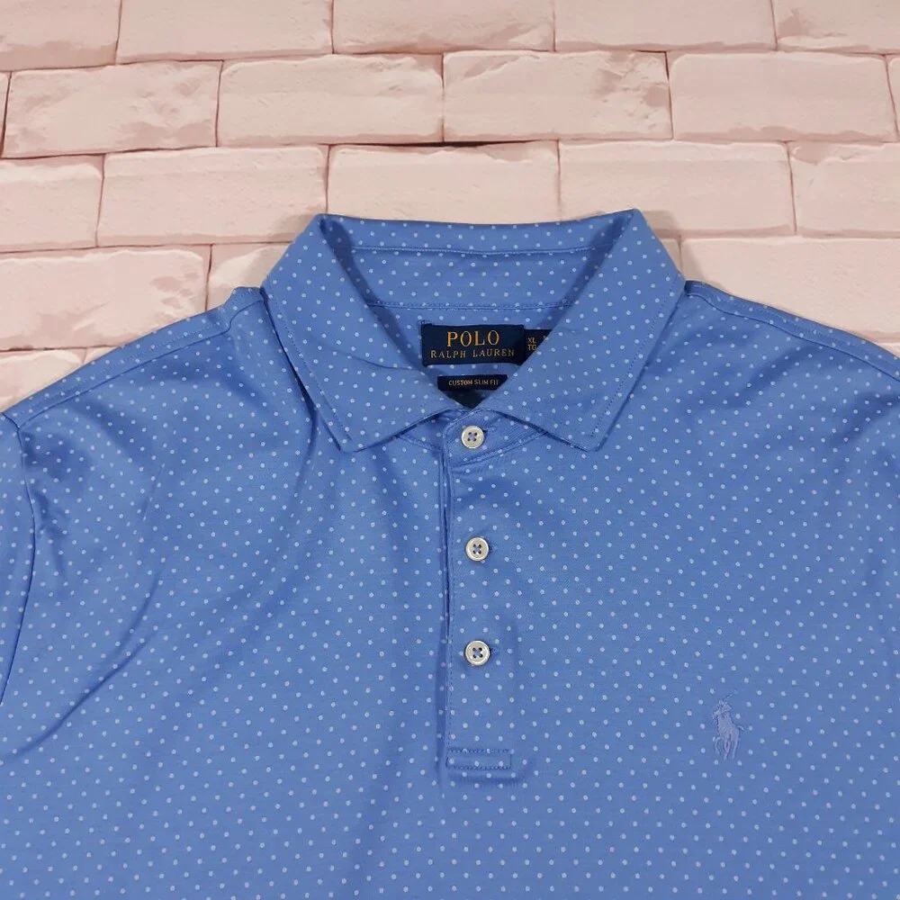 Polo Ralph Lauren‎ Golf Polo Shirt Mens XL Custom Slim Fit Dotted Stretch Cotton